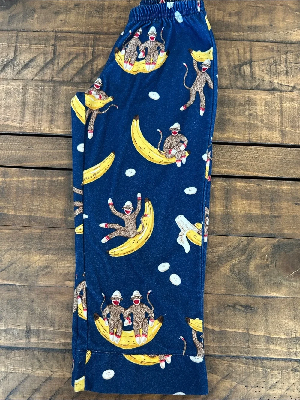 Nick & Nora Size 4/5 Navy Sock Monkey Banana Lounge Pants 🐵🍌